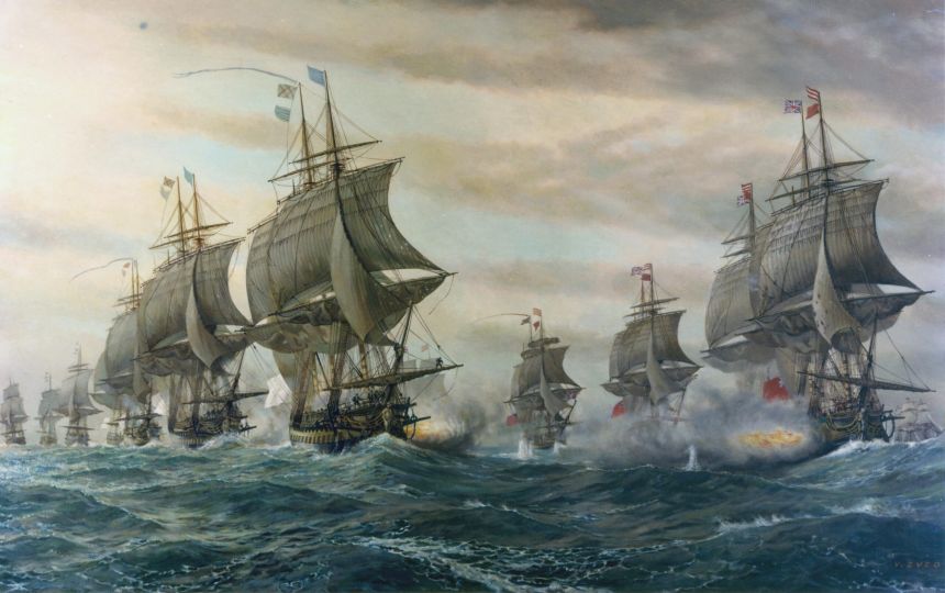 Oil on canvas by v. Zveg, 1962, Courtesy of the U.S. Navy Art Collection, Washington, D.C. U.S. Naval History and Heritage Command Photograph.